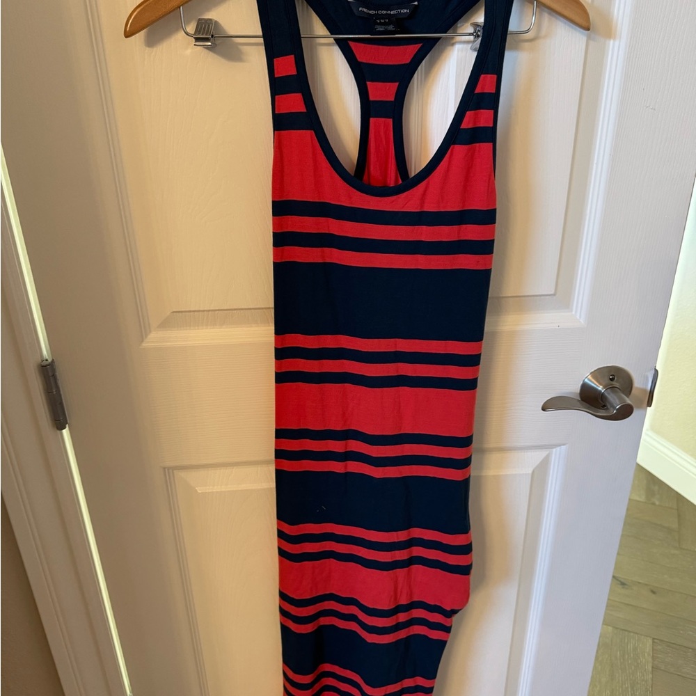 French Connection Red and Black Striped Dress